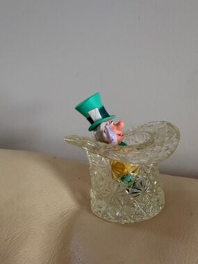 Vintage Fenton Crystal Top Hat Candy Dish Trinket Tray Toothpick holder disney